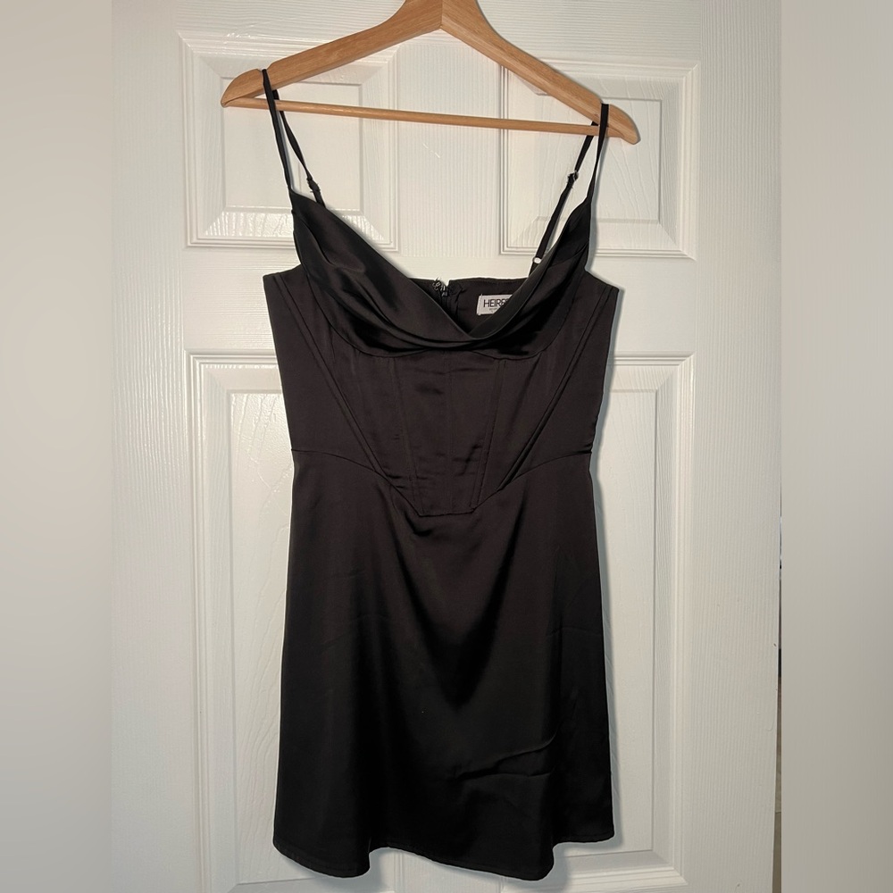 Silk mini black dress
